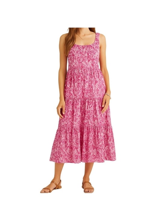 Banjanan Dresses & Skirts - Banjanan Penelope Dress Sleeveless Pink Tiered Maxi Dress